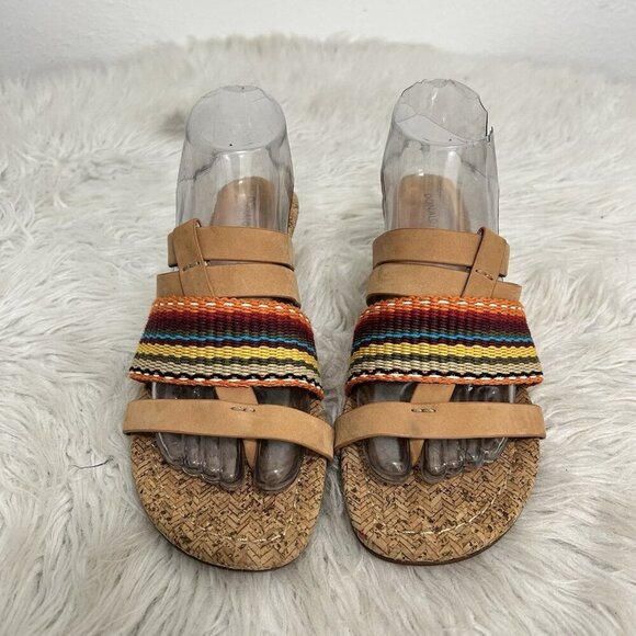 Donald J Pliner Rainbow Striped DARA Cork Wedge Sandal, Multi-Color Size 9M - Picture 2 of 10